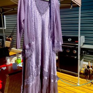 Komarov tea length dress and jacket, lilac.